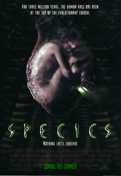species 1995 advanced one sheet poster rolled double sided